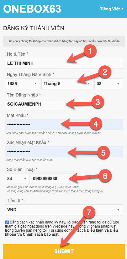 Đăng ký tài khoản ONEBOX63